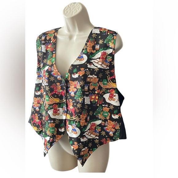 Vintage 111 Main Christmas Vest Over Sweater Holiday Thin Button Up Size 2X - Picture 5 of 12
